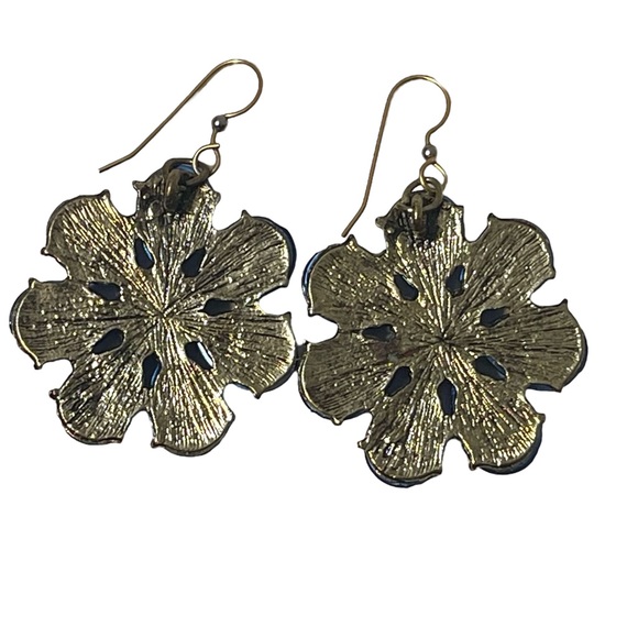 ❤️ Vintage Inspired Blue Acrylic Flower Drop Earrings - Picture 2 of 4